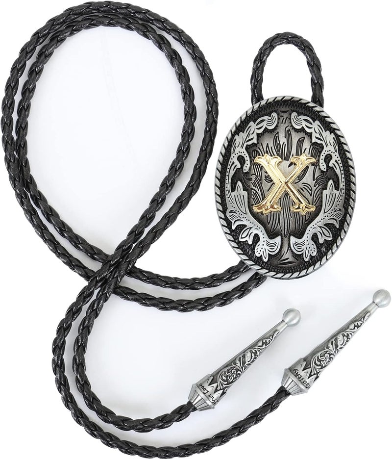 Wentur Bolo Tie for Men - Western Bolo Ties Alphabet Initial Letter ABCDJMR to Z - Western Cowboy Bolo Tie for Women Cowgirl - Image 1